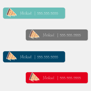 Süße Pizza-Schulklasse Mittagessen Name Nummer Eti Etiketten