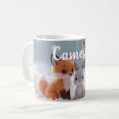 Süße Plüsch-Winter-Waldtiere mit individuellem Nam Kaffeetasse (Vorderseite Links)
