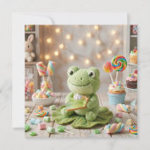 Süße Plüschfrosch hält Key Lime Pie Blanko Karte (Vorderseite)