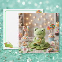 Süße Plüschfrosch hält Key Lime Pie Blanko