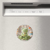 Süße Plüschfrosch hält Key Lime Pie  Magnet (In Situ (Geschirrspüler))