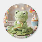 Süße Plüschfrosch hält Key Lime Pie  Magnet (Vorne)