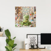 Süße Plüschfrosch hält Key Lime Pie Personalisiert Poster (Heimbüro)