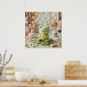 Süße Plüschfrosch hält Key Lime Pie Personalisiert Poster (Küche)