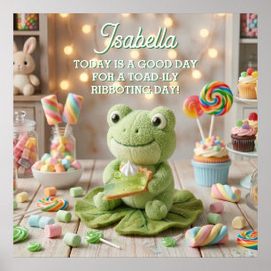 Süße Plüschfrosch hält Key Lime Pie Personalisiert Poster