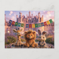 Süße Plüschtiere mit Happy Birthday-Banner