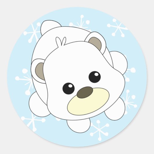 Süsse Polar Bear Runder Aufkleber (Vorderseite)