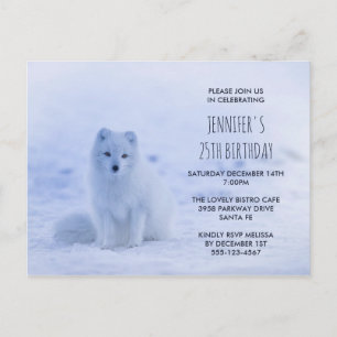 Süße Polarfuchs-Schneebirthdayparty Postkarte