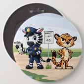 süße Polizei Zebra & Gepard Button (Vorne & Hinten)