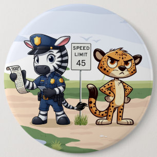 süße Polizei Zebra & Gepard Button