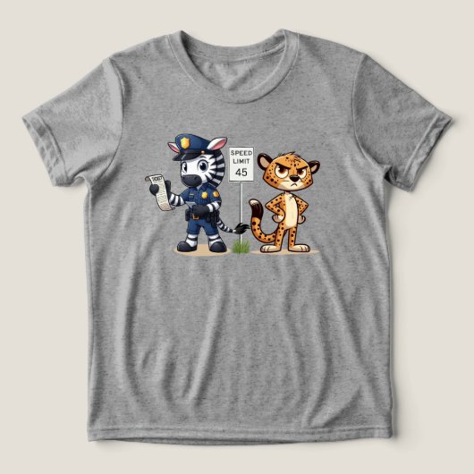 süße Polizei Zebra & Gepard Tri-Blend Shirt (Design Vorderseite)