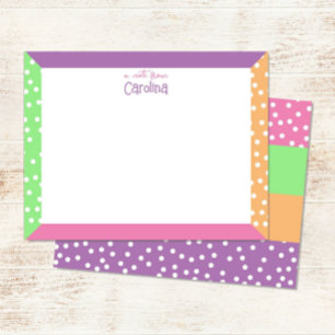 Süße Polka Dots und Pastell Rahmen Mädchen Schreib Mitteilungskarte