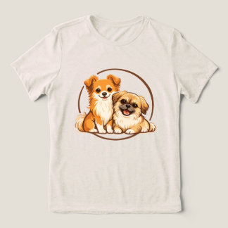 Süße Pomchi- und Pekingese-Hunde-Duo-Illustration Tri-Blend Shirt