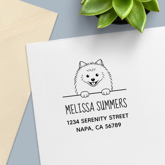 Süße Pomeranian-Hunde-Adresse Permastempel