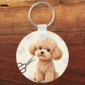 Süße Poodle-Schneid-Bubbles-Schere Schlüsselanhänger (Vorderseite)
