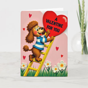 Süße Poodle-Valentins-Herzkarte Karte