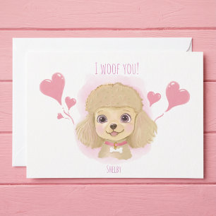 Süße Poodle Valentinstagskarte mit 'Ich wuffe dich Feiertagskarte