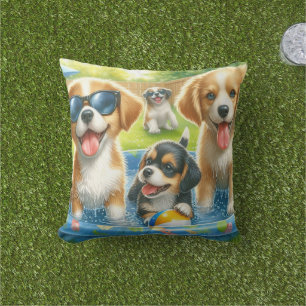 Süße Poolparty-Hunde Liebhaber  Kissen
