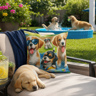 Süße Poolparty-Hunde Liebhaber Kissen