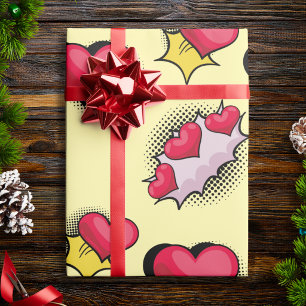 Süße Pop-Art-Liebesherzen-Geschenkpapier Geschenkpapier