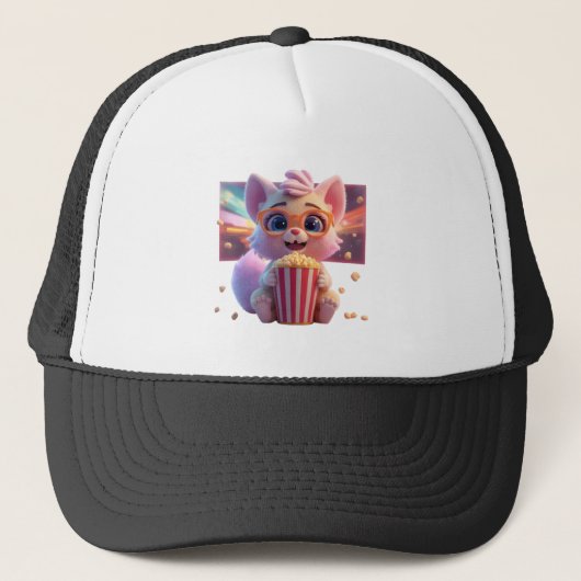 Süße Popcorn-Kitty-Mütze Truckerkappe (Vorderseite)