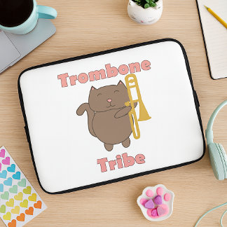 Süße Posaunenkatze „Posaunen-Stamm“ Marschkapelle Laptopschutzhülle