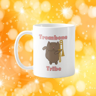 Süße Posaunenkatzen-Illustration Posaunen-Stamm Kaffeetasse