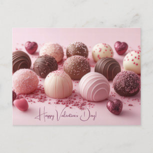 Süße Pralinen aus Schokoladen Valentinstag Postkarte