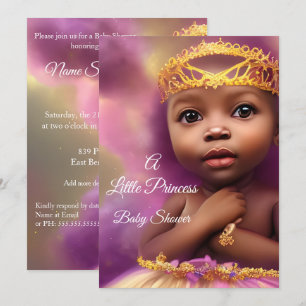 Süße Prinzessin Baby Shower Ethnische Mädchen Einladung