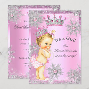 Süße Prinzessin Baby Shower Wunderland Rosa Blond Einladung