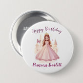 Süße Prinzessin Funkeln Personalisierte Rosa Mädch Button (Vorne & Hinten)