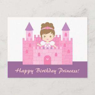 Süße Prinzessin im rosa Schloss Alles Gute zum Geb Postkarte