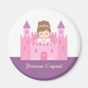 Süße Prinzessin Mädchen in rosa Schloss Märchen Magnet