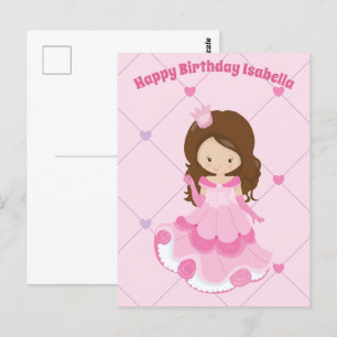 Süße Prinzessin Mädchen Rosa Kinder Individuelle G Postkarte