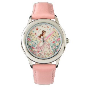 Süße Prinzessin mit Schmetterlingen Armbanduhr