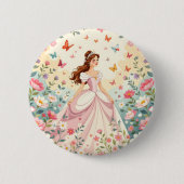 Süße Prinzessin mit Schmetterlingen Button (Vorderseite)