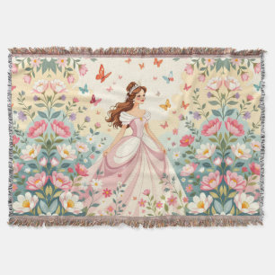 Süße Prinzessin mit Schmetterlingen Decke