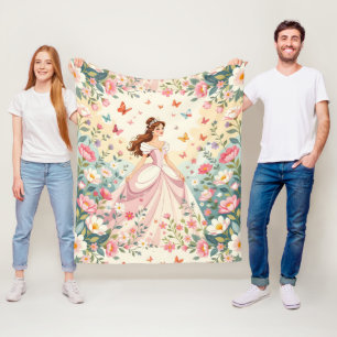 Süße Prinzessin mit Schmetterlingen Fleecedecke