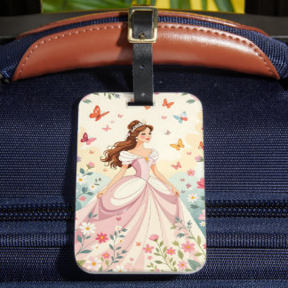 Süße Prinzessin mit Schmetterlingen Gepäckanhänger