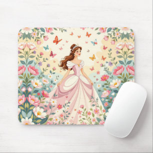Süße Prinzessin mit Schmetterlingen Mousepad
