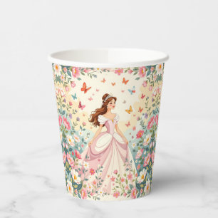 Süße Prinzessin mit Schmetterlingen Pappbecher