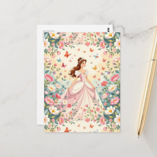 Süße Prinzessin mit Schmetterlingen Postkarte