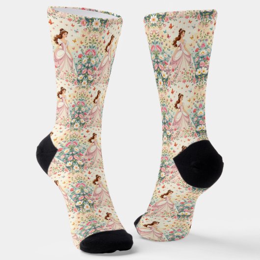 Süße Prinzessin mit Schmetterlingen Socken (Gewinkelt)