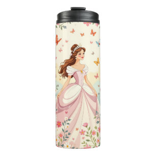 Süße Prinzessin mit Schmetterlingen Thermosbecher