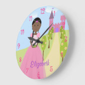 Süße Prinzessin With Black Braid Personalized Große Wanduhr (Winkel)