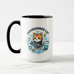 Süße Programmierer-Katze Coding Vinyl-Aufkleber Tasse