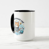 Süße Programmierer-Katze Coding Vinyl-Aufkleber | Tasse (Vorderseite Links)