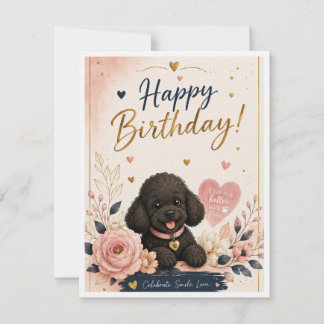 Süße Pudel-Happy-Birthday-Grußkarte – Elegant Ankündigung