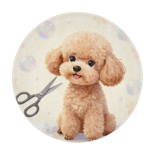 Süße Pudel-Pflege-Blasen-Schere Schneidebrett (Vorderseite)