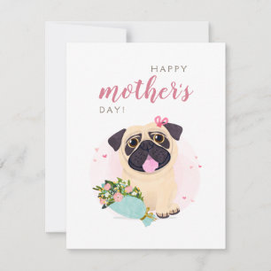 Süße Pug-Frohe Muttertagskarte Karte